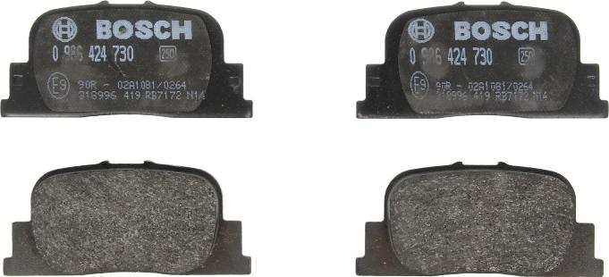 BOSCH 0 986 424 730 — Zestaw klocków hamulcowych, hamulce tarczowe