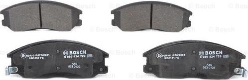BOSCH 0 986 424 729 - Zestaw klocków hamulcowych, hamulce tarczowe