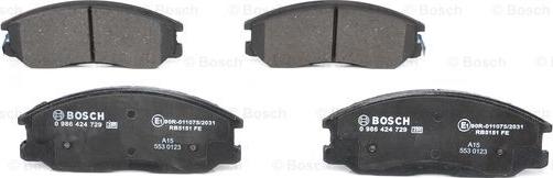 BOSCH 0 986 424 729 - Zestaw klocków hamulcowych, hamulce tarczowe