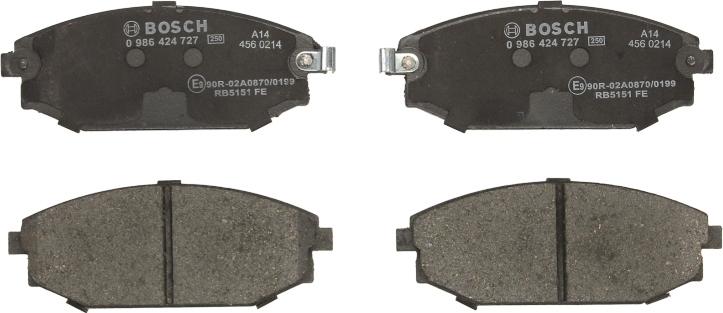 BOSCH 0 986 424 727 — Zestaw klocków hamulcowych, hamulce tarczowe