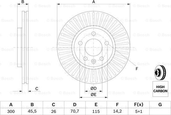 BOSCH 0 986 479 C56 - TARCZA HAM. CHEVROLET P. CRUZE 1.4-1.8-1.7-2.0D 09- POWLEKANE