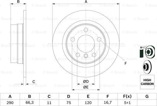 BOSCH 0 986 479 043 - TARCZA HAM. BMW T. F20 10- 114-118