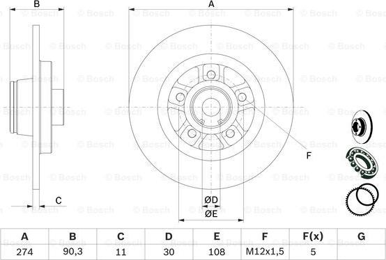 BOSCH 0 986 479 015 - Tarcza hamulcowa