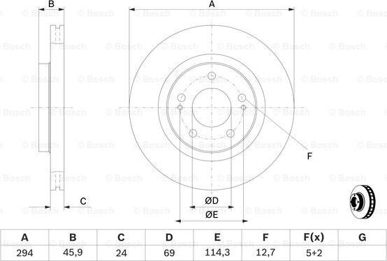 BOSCH 0 986 479 372 - TARCZA HAM. MITSUBISHI P. OUTLANDER 03-
