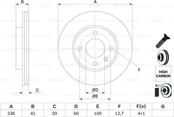 BOSCH 0 986 479 D91 - Tarcza hamulcowa