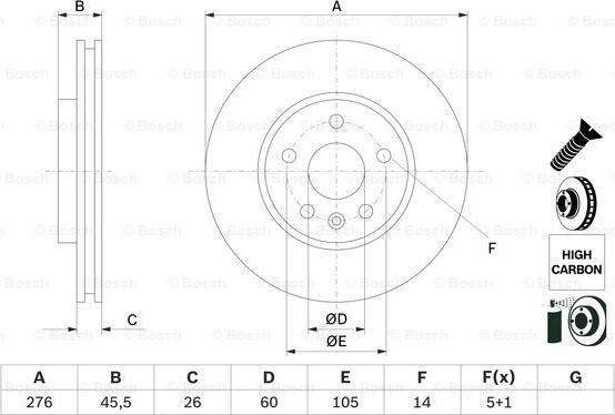 BOSCH 0 986 479 D92 - Tarcza hamulcowa