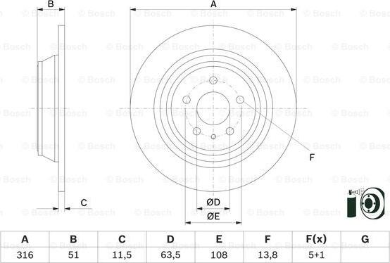 BOSCH 0 986 479 D86 - Tarcza hamulcowa