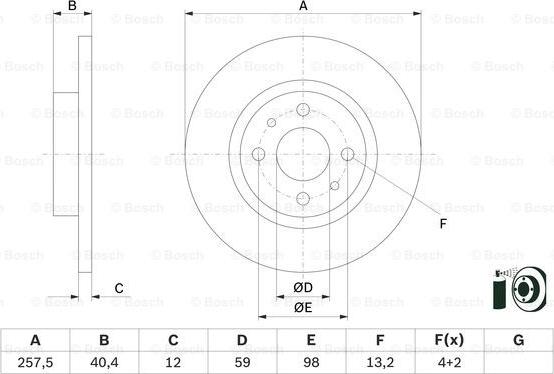 BOSCH 0 986 479 E65 — Tarcza hamulcowa