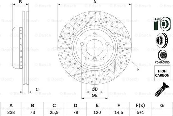 BOSCH 0 986 479 E09 - TARCZA HAM. BMW P. 1-3 1.6-3.0 04-13