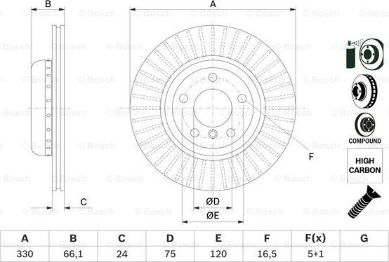 BOSCH 0 986 479 E07 - Tarcza hamulcowa