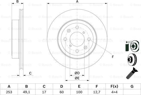BOSCH 0 986 479 E75 — Tarcza hamulcowa