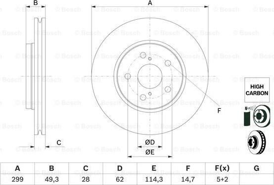 BOSCH 0 986 479 F49 — Tarcza hamulcowa