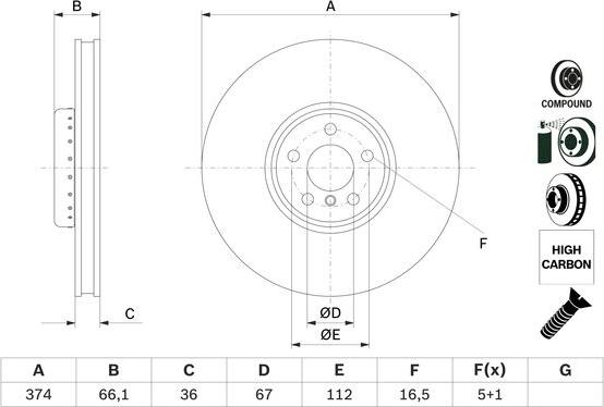 BOSCH 0 986 479 F54 — Tarcza hamulcowa