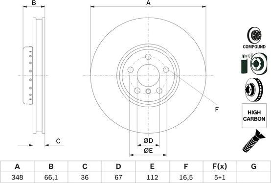 BOSCH 0 986 479 F58 - Tarcza hamulcowa