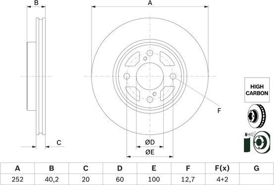 BOSCH 0 986 479 F37 — Tarcza hamulcowa