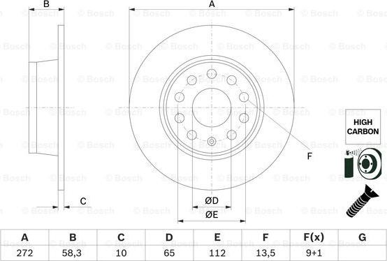 BOSCH 0 986 479 F23 — Tarcza hamulcowa