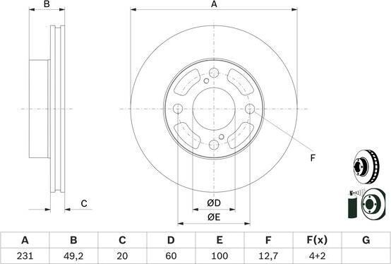 BOSCH 0 986 479 G91 — Tarcza hamulcowa