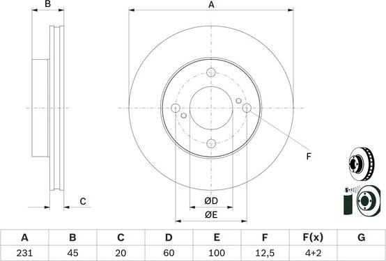BOSCH 0 986 479 G92 — Tarcza hamulcowa