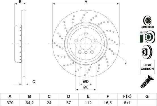 BOSCH 0 986 479 G12 — Tarcza hamulcowa