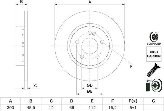 BOSCH 0 986 479 H49 — Tarcza hamulcowa