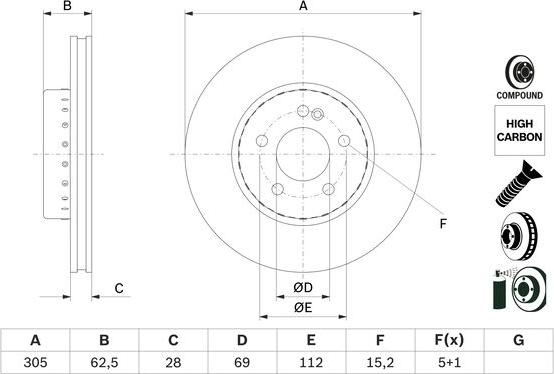 BOSCH 0 986 479 H46 - Tarcza hamulcowa