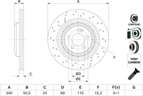 BOSCH 0 986 479 H40 — Tarcza hamulcowa