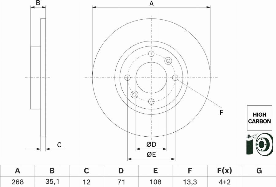 BOSCH 0 986 479 H54 — Tarcza hamulcowa