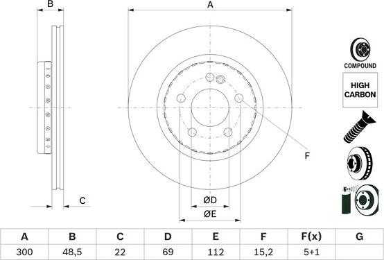 BOSCH 0 986 479 H50 — Tarcza hamulcowa