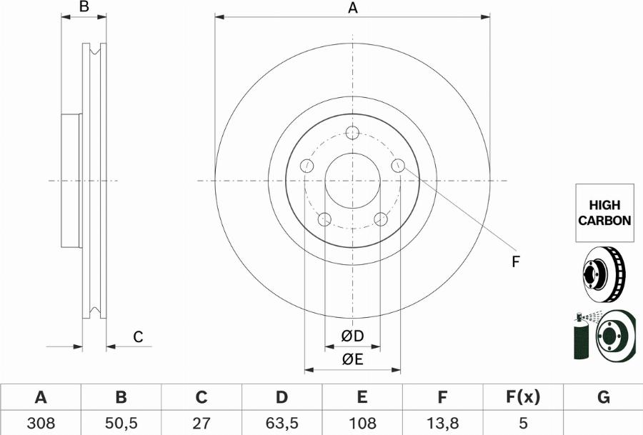BOSCH 0 986 479 H51 — Tarcza hamulcowa