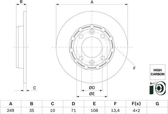 BOSCH 0 986 479 H15 — Tarcza hamulcowa