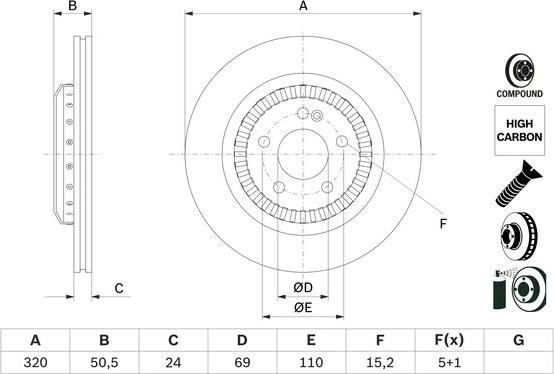 BOSCH 0 986 479 H39 - Tarcza hamulcowa