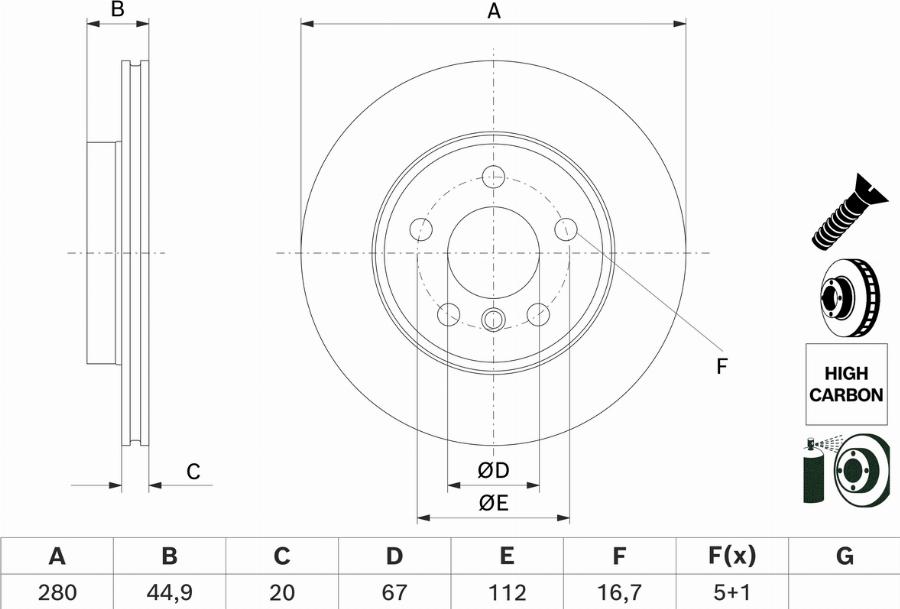 BOSCH 0 986 479 H70 — Tarcza hamulcowa