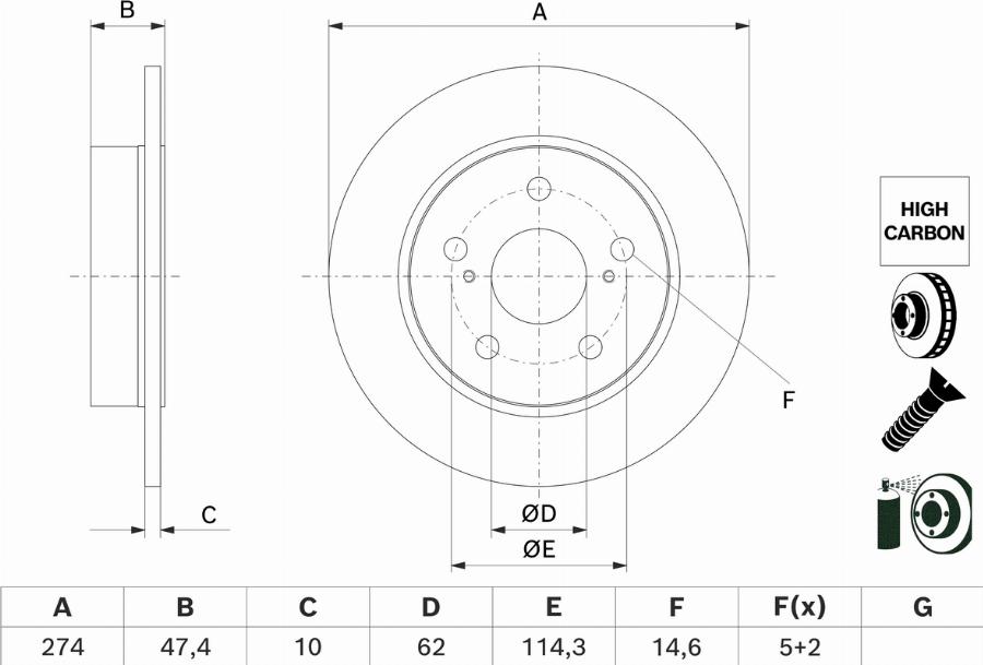 BOSCH 0 986 479 H73 — Tarcza hamulcowa