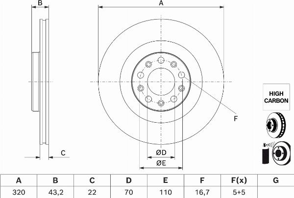 BOSCH 0 986 479 J43 — Tarcza hamulcowa