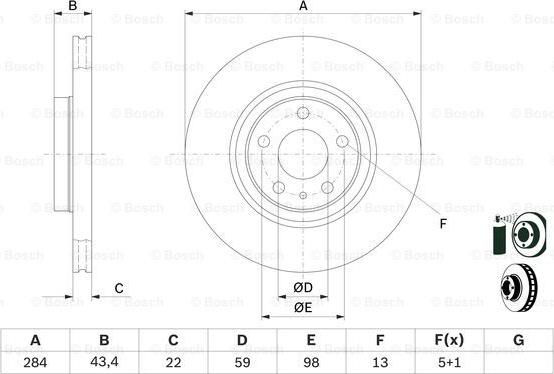 BOSCH 0 986 478 521 - TARCZA HAM. FIAT-LANCIA P.