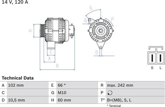 BOSCH 0 986 049 550 — Alternator