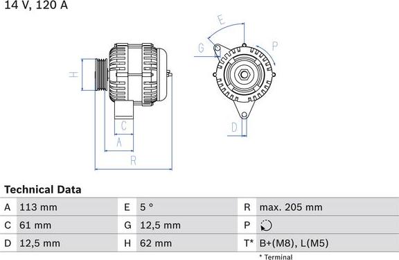 BOSCH 0 986 049 530 — Alternator