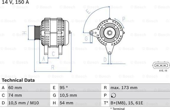 BOSCH 0 986 045 031 — Alternator
