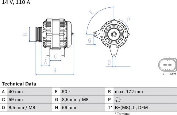 BOSCH 0 986 045 330 — Alternator