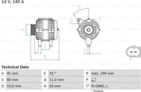 BOSCH 0 986 046 210 — Alternator