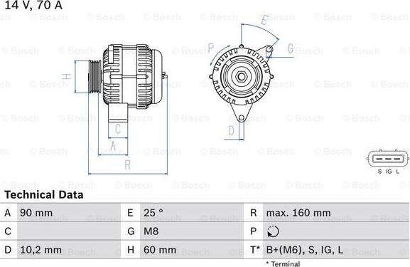 BOSCH 0 986 040 461 — Alternator