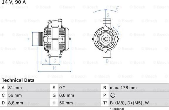 BOSCH 0 986 041 530 — Alternator