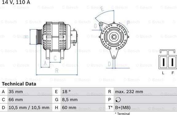 BOSCH 0 986 048 301 — Alternator