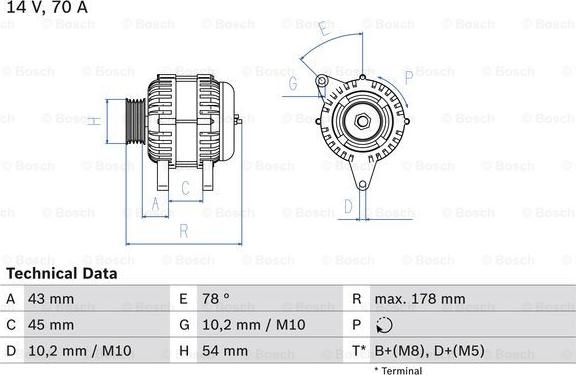 BOSCH 0 986 042 071 - ALTERNATOR CITROEN BERLINGO- PEUGEOT 206- 306 1.1-2.0  93-