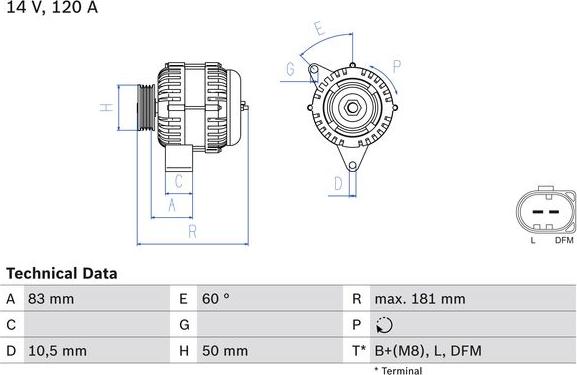 BOSCH 0 986 047 540 — Alternator