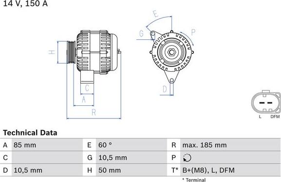 BOSCH 0 986 047 550 — Alternator