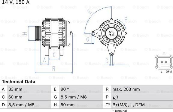 BOSCH 0 986 047 390 - ALTERNATOR NISSAN INTERSTAR 2.5DCI 02- REGENEROWANY