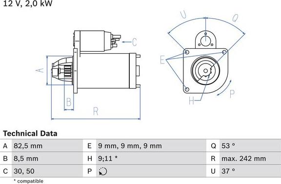 BOSCH 0 986 018 450 - ROZRUSZNIK FIAT DOBLO 1.9D 01-