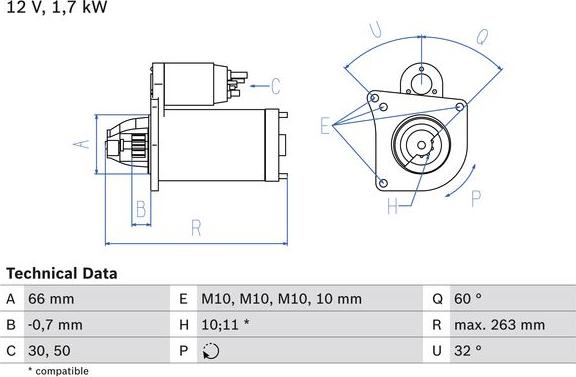 BOSCH 0 986 013 200 - Rozrusznik