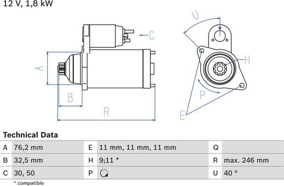BOSCH 0 986 017 000 — Rozrusznik